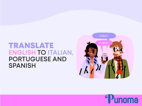 english to italian, portuguese